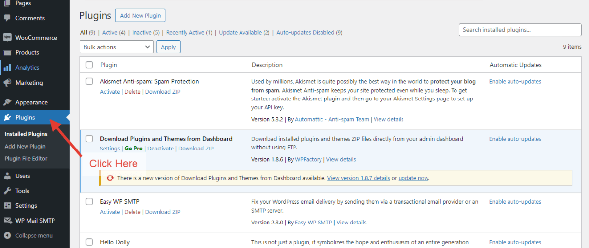 ogin to WordPress Admin section