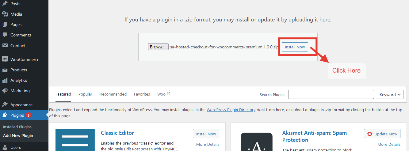Install Now plugin