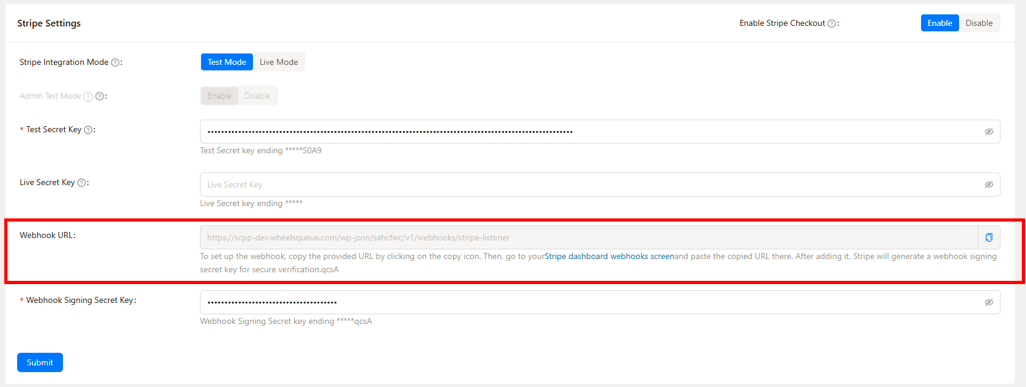 WooCommerce settings and Stripe settings page