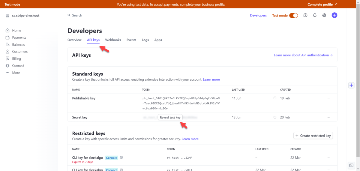 key in plugin stripe settings