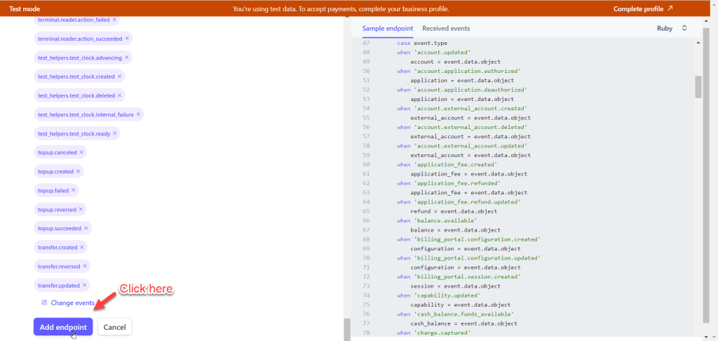 Add endpoint events