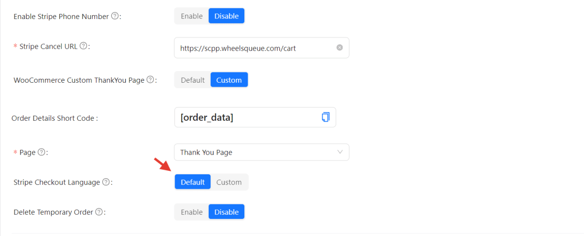 Stripe Checkout Language