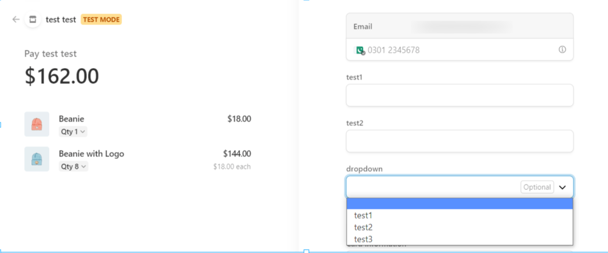 Custom dropdown in checkout page