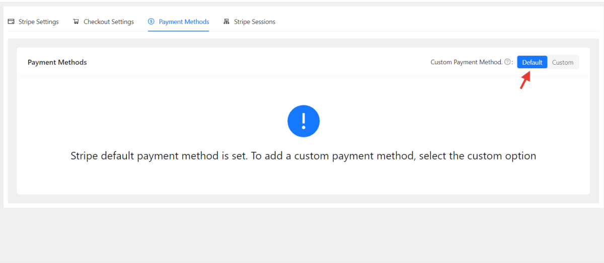 Payment methods setting