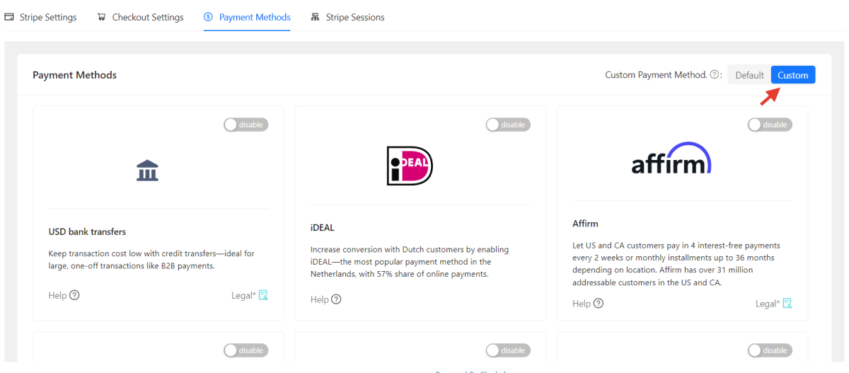 Custom payment methods