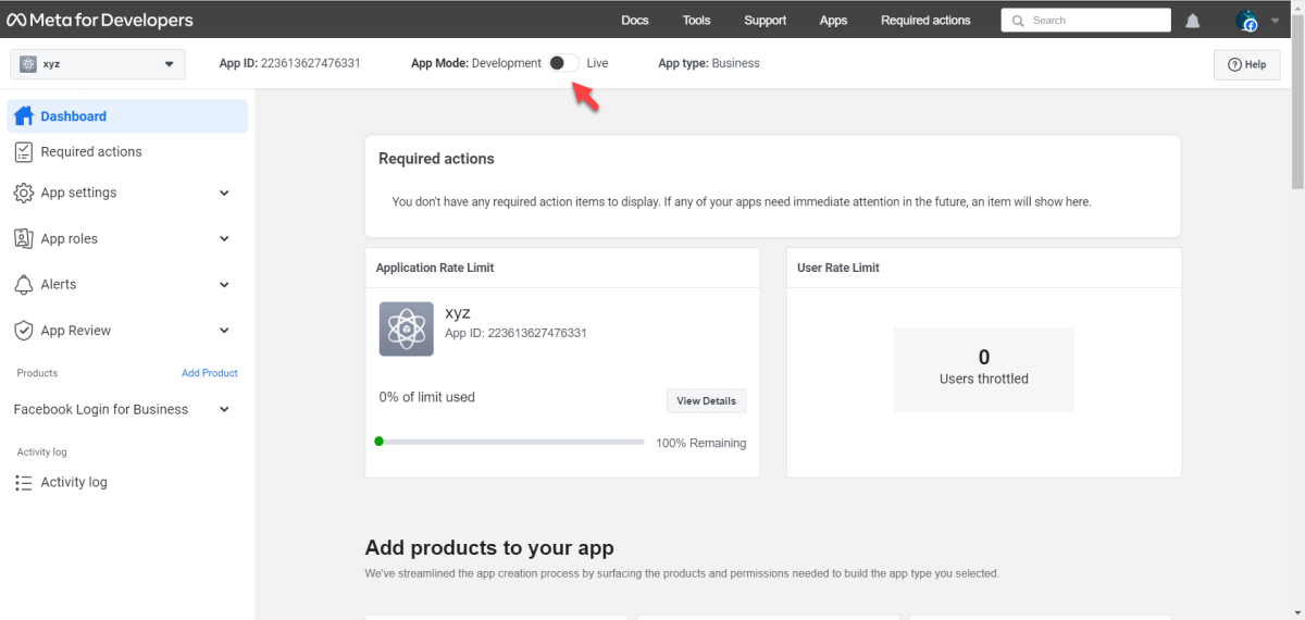 make your Facebook app live