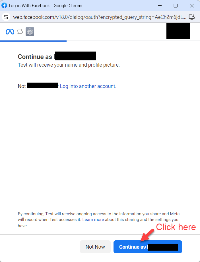 Facebook login box