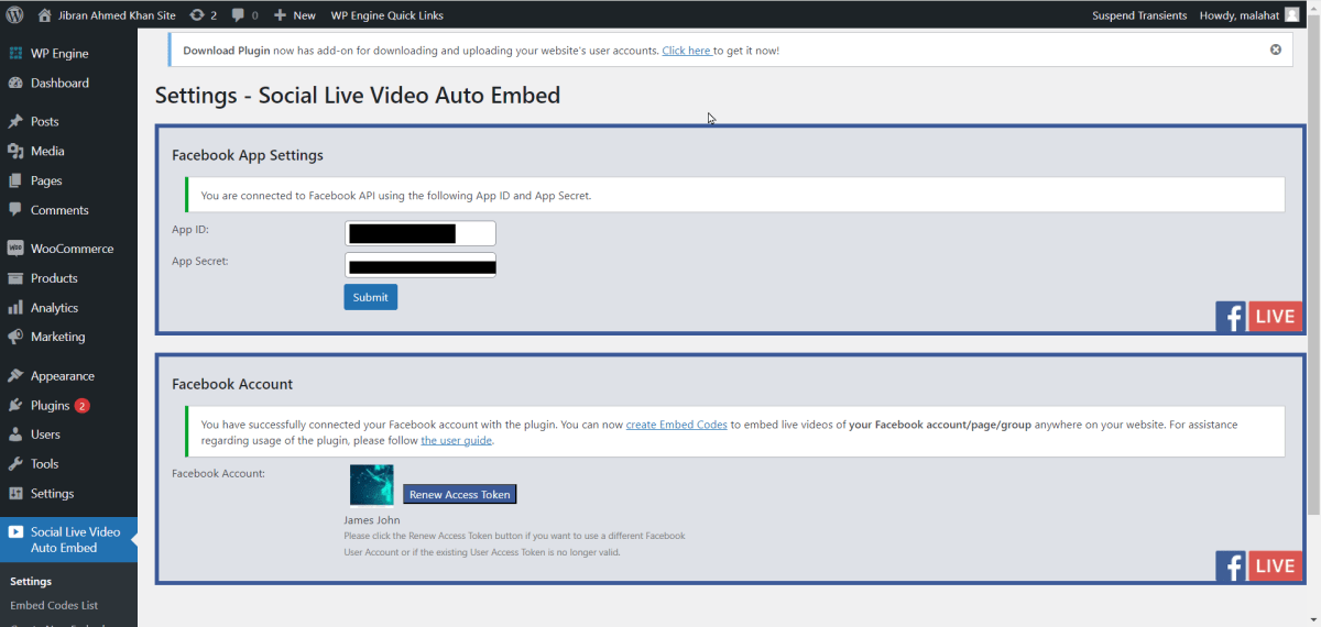successfully connected the plugin