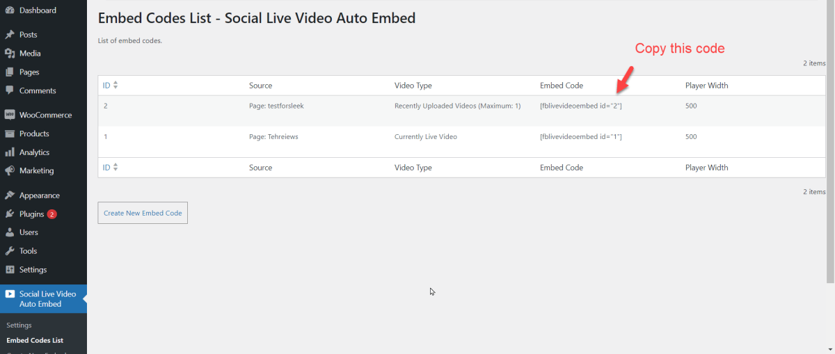 copy the embed code