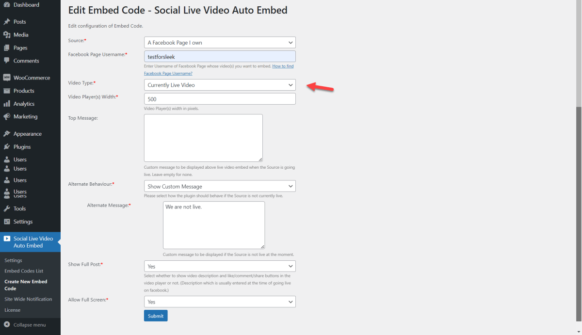 we create another Embed code